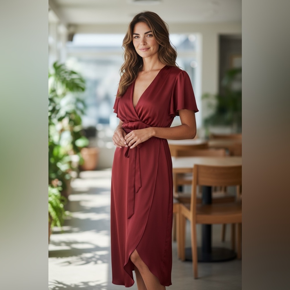Express Burgundy Wrap Dress